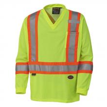 Pioneer V1050960-2XL - Hi-Viz Yellow/Green Traffic Micro Mesh Long-Sleeved Safety Shirt - 2XL
