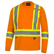 Pioneer V1051250-2XL - Hi-Viz Bird's-Eye Long-Sleeved Safety Shirt - Hi-Viz Orange - 2XL