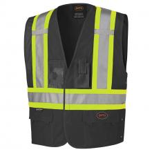 Pioneer V1021570-2/3XL - Hi-Viz Safety Vest w/ Adjustable Sides  - Black - 2/3XL