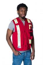 White Bear FRVESTRED-SM - RED UNLINED FR SAFETY VESTS (9 OZ ULTRASOFT) - SMALL