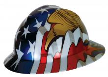 MSA Safety 10071159 - American Freedom Series V-Gard Slotted Protective Hat, American Flag w/2 Eagles