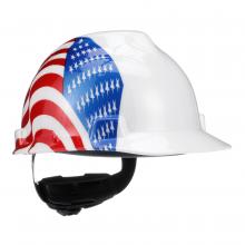 MSA Safety 10050611 - American Freedom Series V-Gard Slotted Protective Cap, Dual American Flag