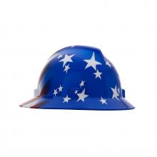 MSA Safety 10071157 - American Freedom Series V-Gard Slotted Protective Hat, American Stars & Stripes