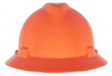 MSA Safety 489360 - V-Gard Slotted Full-Brim Hat, Hi-Viz Orange, w/Staz-On Suspension