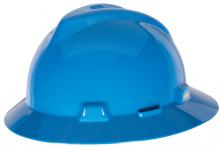 MSA Safety 454732 - V-Gard Slotted Full-Brim Hat, Blue, w/Staz-On Suspension