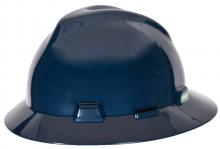 MSA Safety 802975 - V-Gard Slotted Full-Brim Hat, Dark Canadian Blue, w/Fas-Trac III Suspension